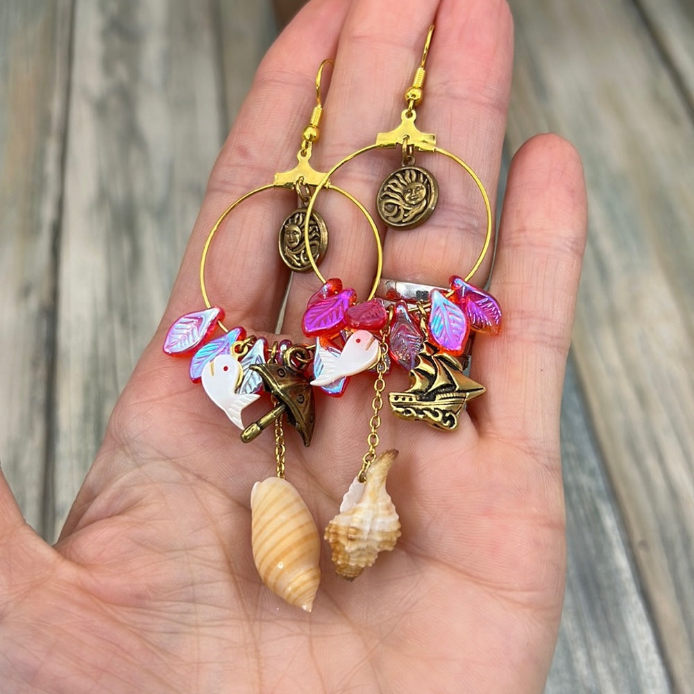 Adorned Crown Artisan Assemblage beaches & butterflies beach charm earrings