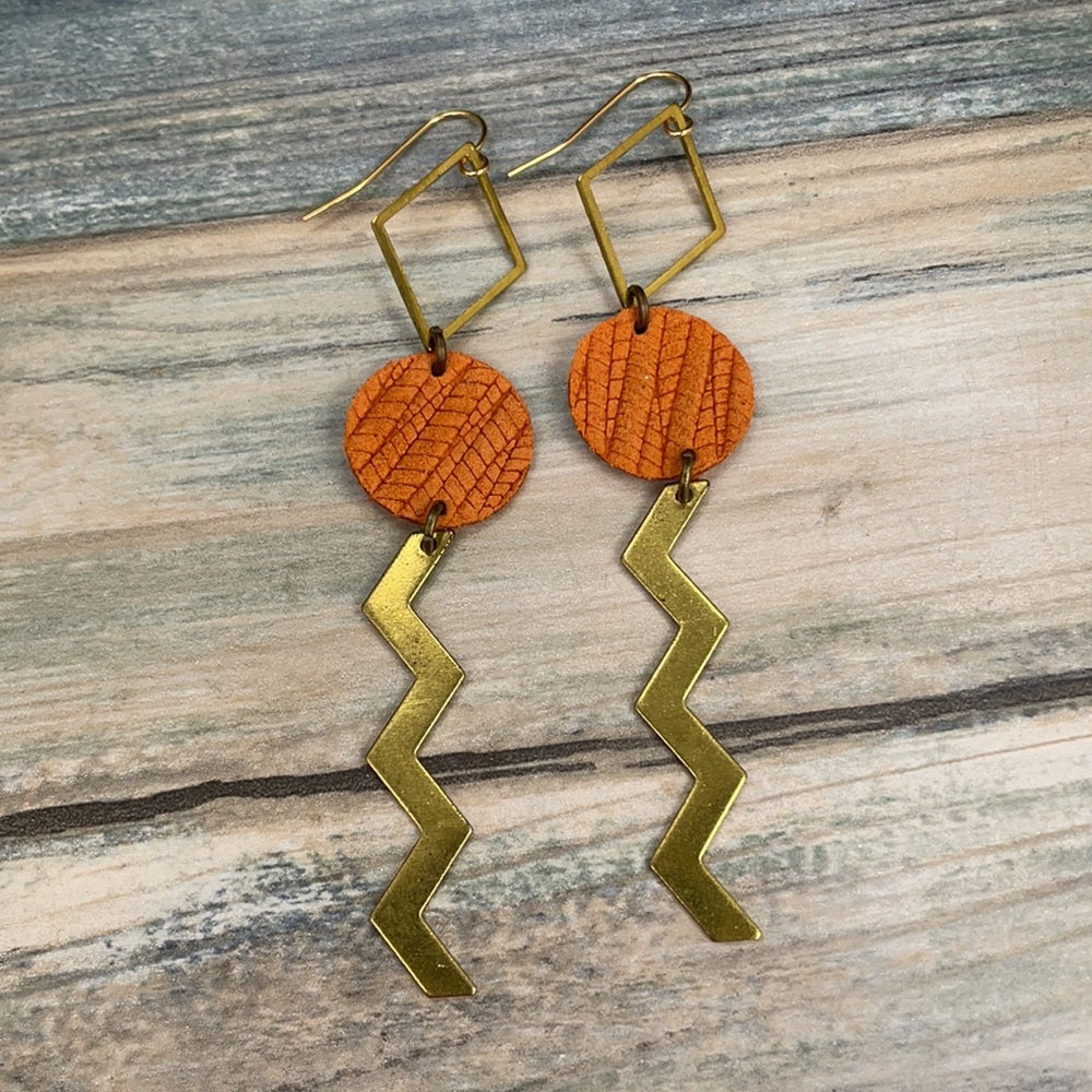 Adorned Crown geometric leather earrings