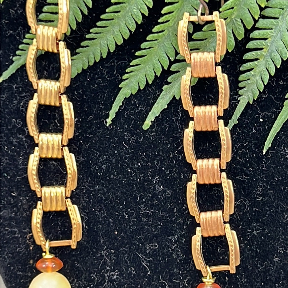 Adorned Crown Artisan Assemblage watch chain jade carnelian earrings
