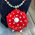 Adorned Crown Artisan assemblage enamel flower Turquoise silver necklace