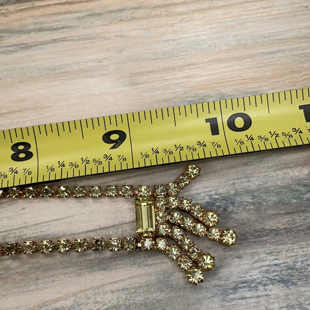 Adorned Crown artisan assemblage vintage yellow petite rhinestone necklace