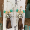Adorned Crown assemblage leather tassel hoop lightweight boho earrings