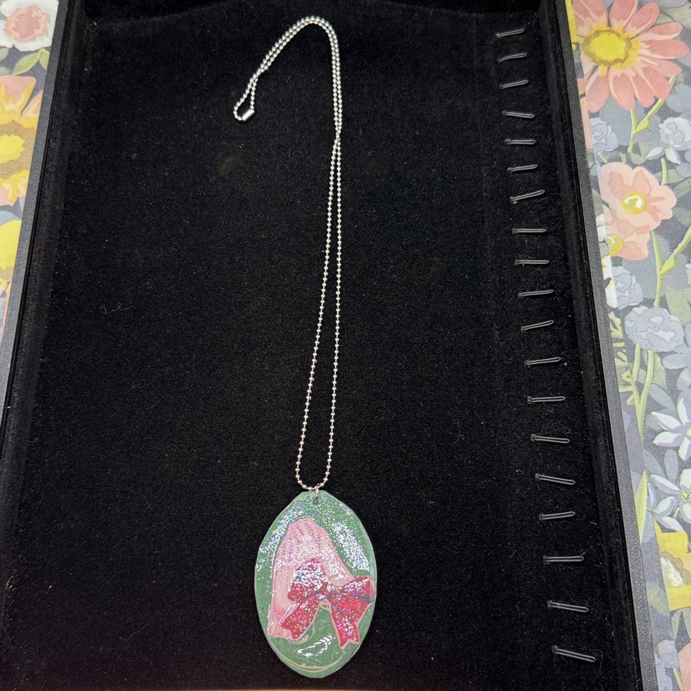 Adorned Crown Jewelry assemblage Christmas gloves flat spoon necklace