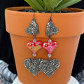 Adorned Crown Jewelry silver and red heart sparkle Valentine's Day earrings