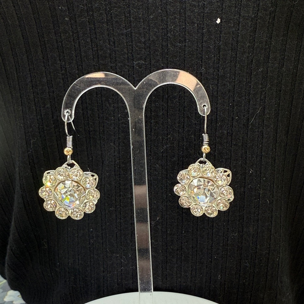 Adorned Crown Jewelry assemblage rhinestone dangle earrings
