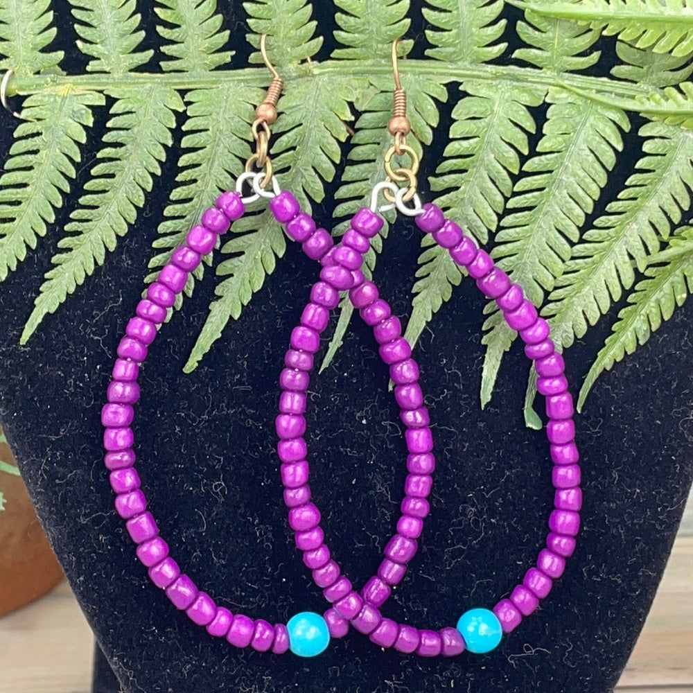 Adorned Crown assemblage pop of color purple hoop earrings