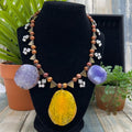 Adorned Crown Jewelry assemblage pearl agate slice crystal spike necklace