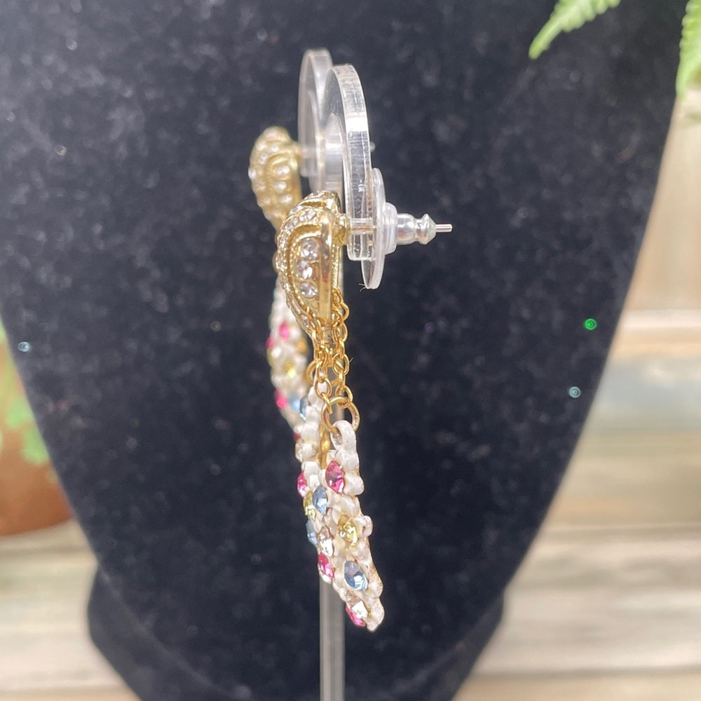 Adorned Crown rhinestone heart post earrings