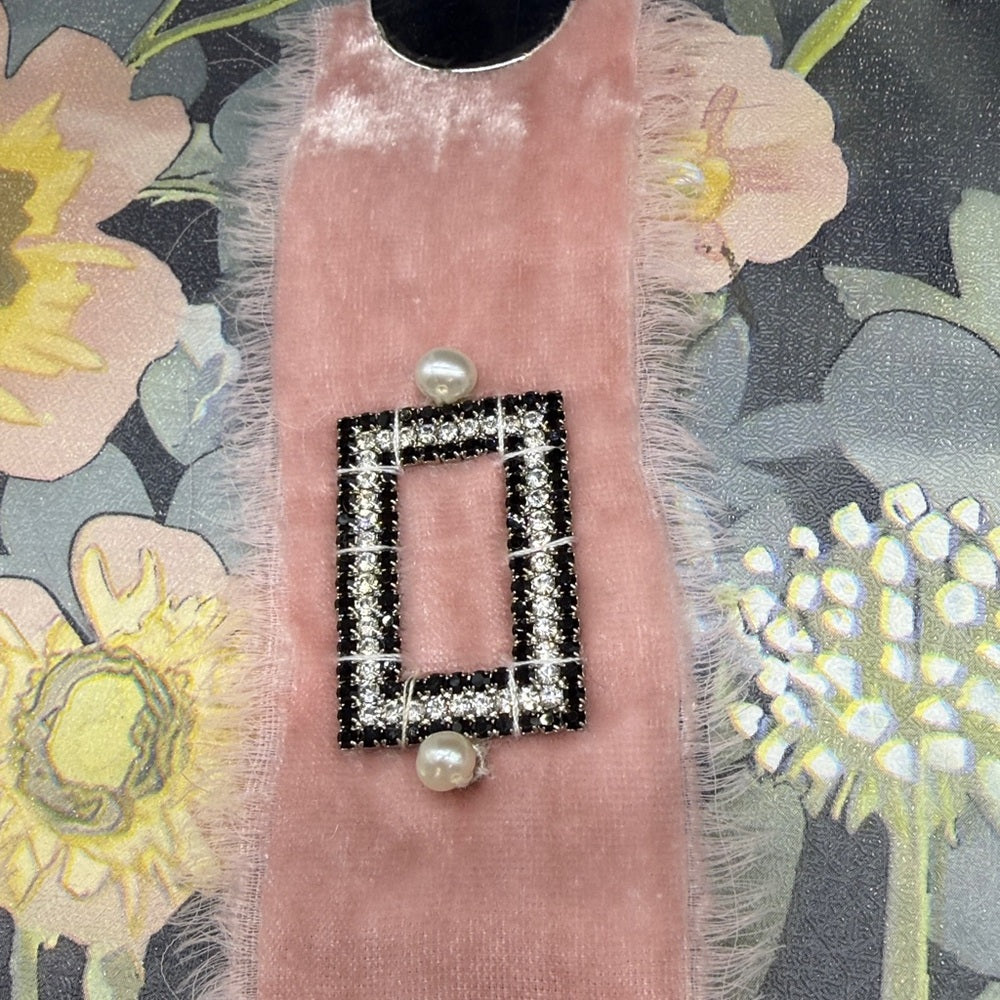 Adorned Crown Jewelry assemblage velvet rhinestone pearl bracelet
