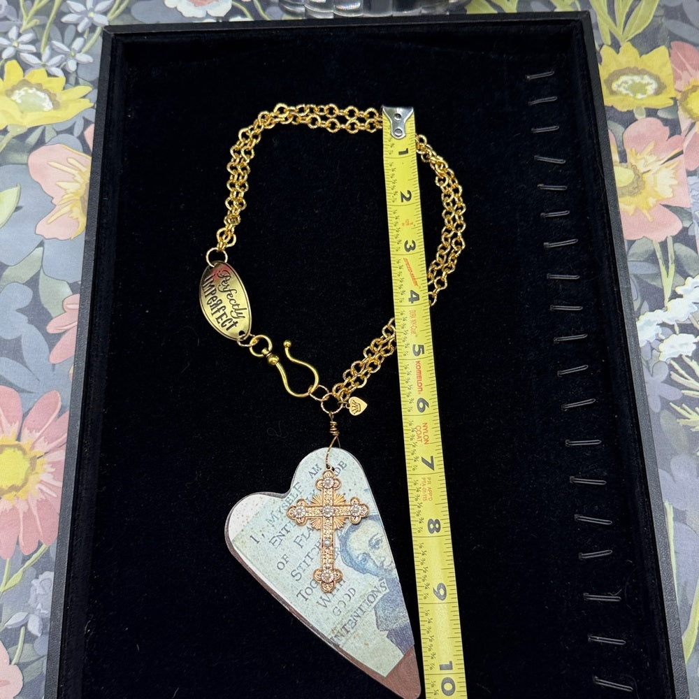 Adorned Crown Jewelry assemblage rusty heart good intentions stmnt necklace