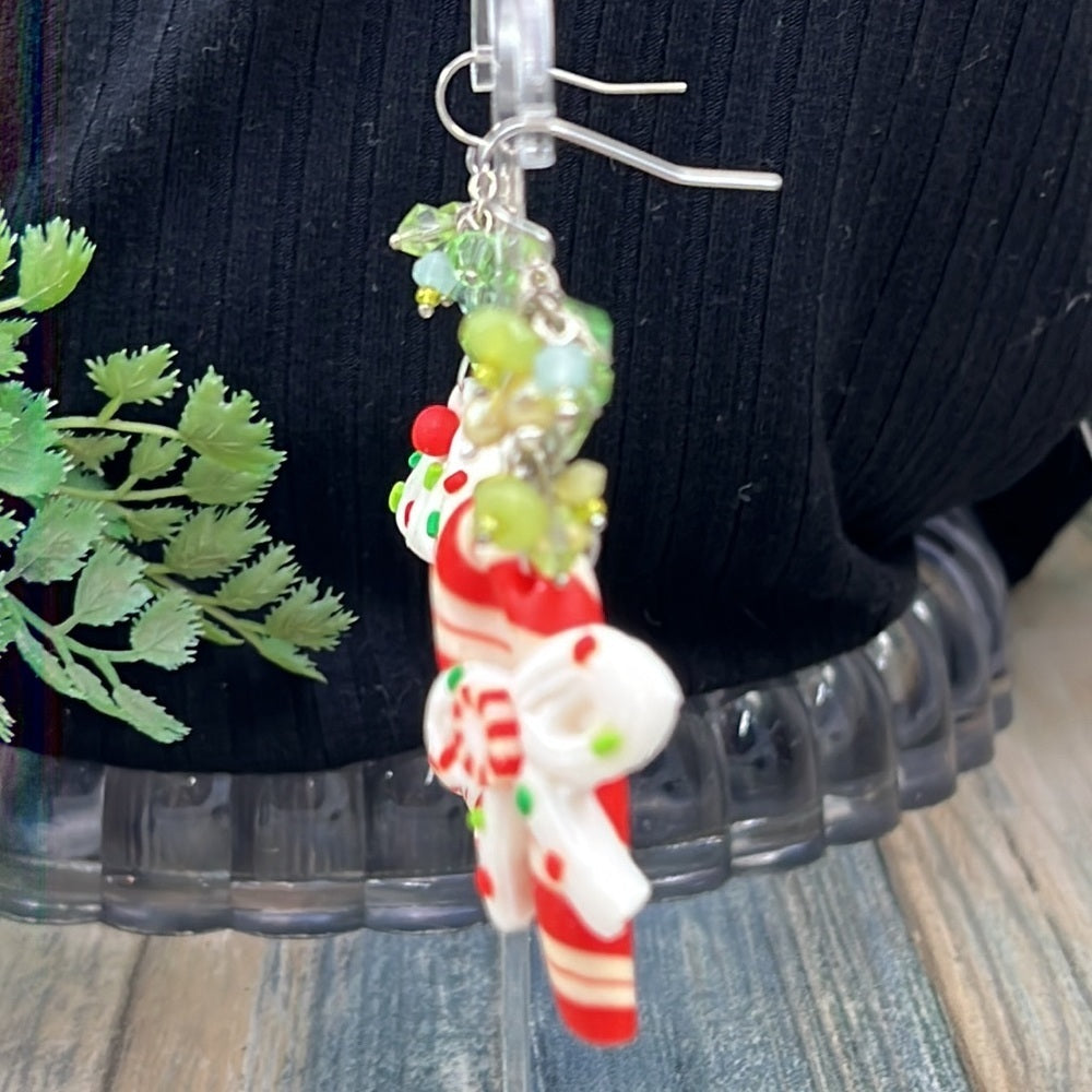 Adorned Crown Artisan Assemblage peppermint Christmas cookie earrings