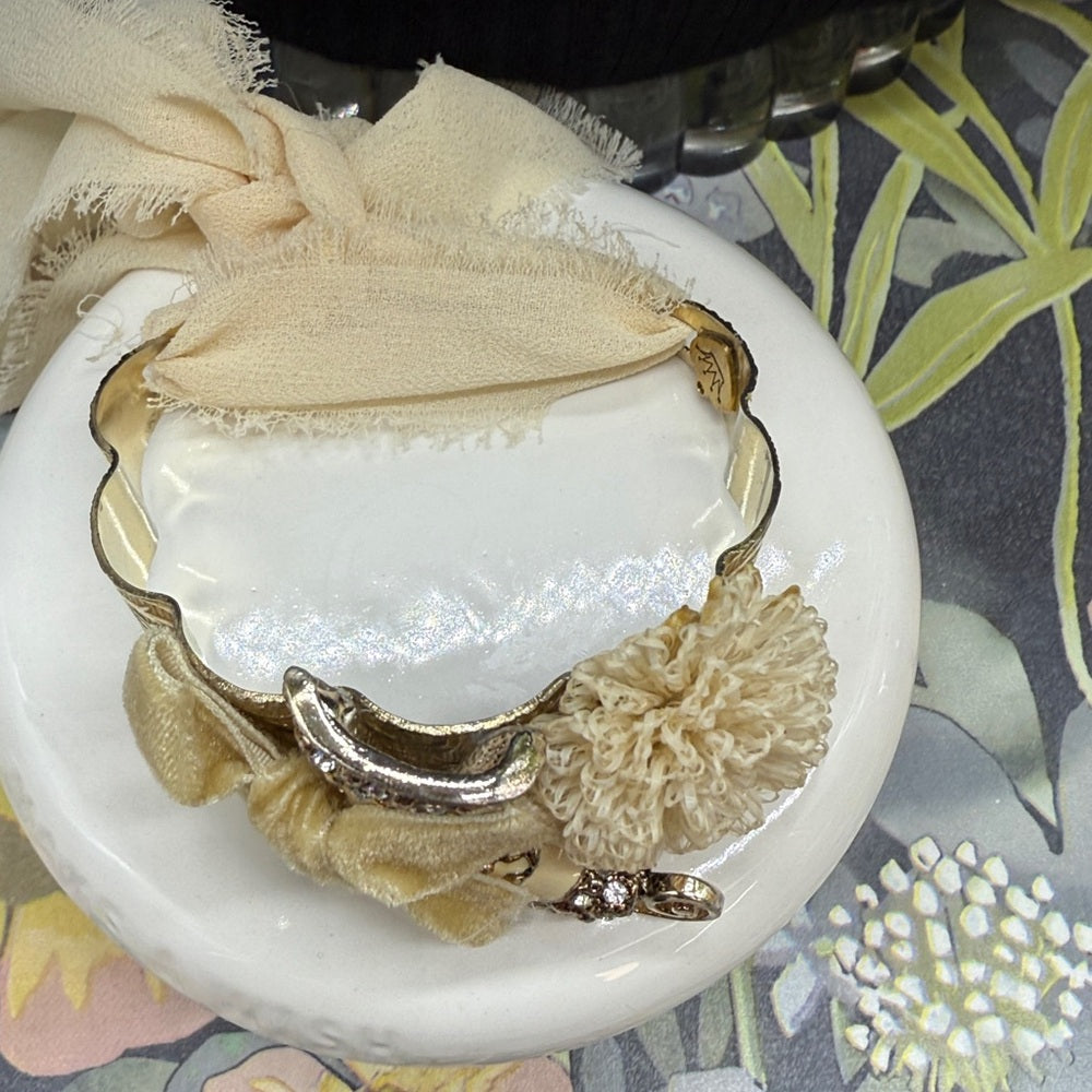 Adorned Crown Jewelry assemblage Victorian Christmas ice skating bracelet cuff