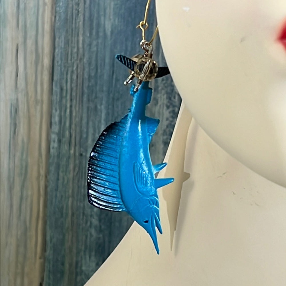 Adorned Crown Artisan Assemblage aquarium collection marlin earrings