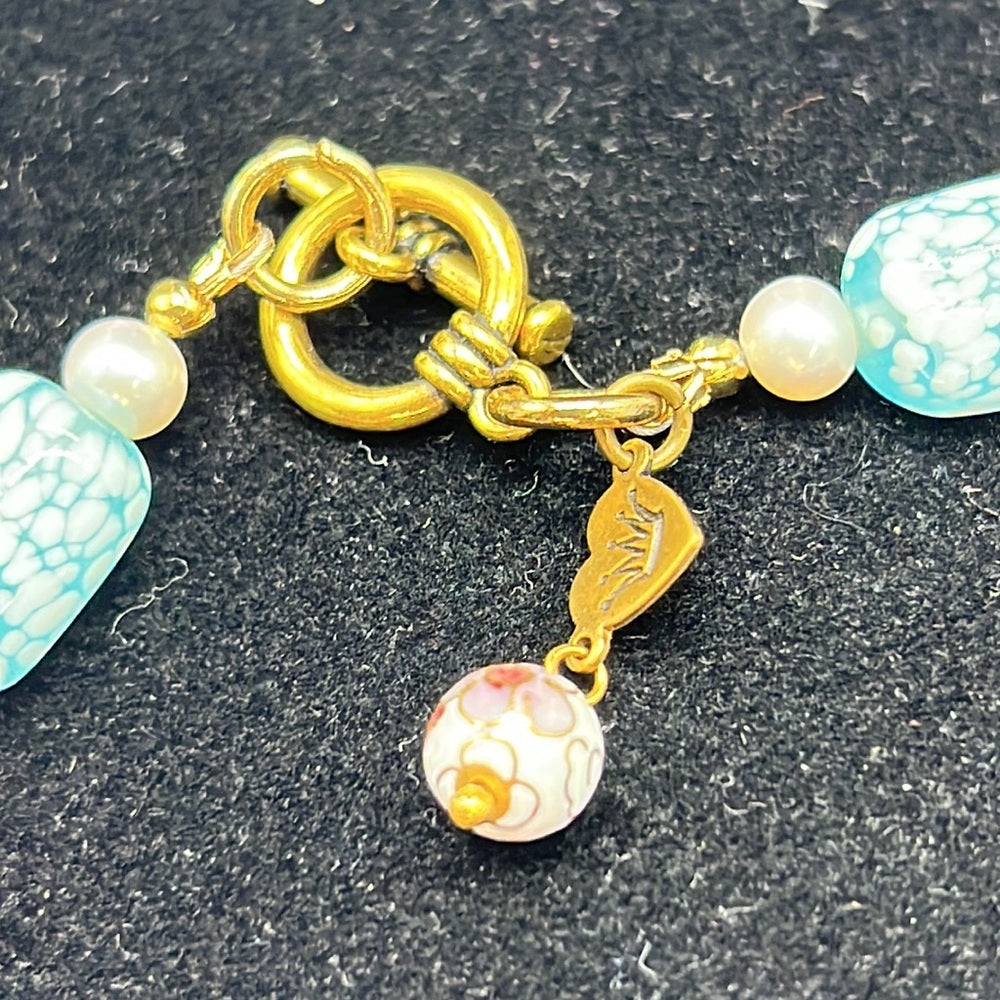 Adorned Crown Jewelry Haskell pearl cluster pendant pink blue bead necklace