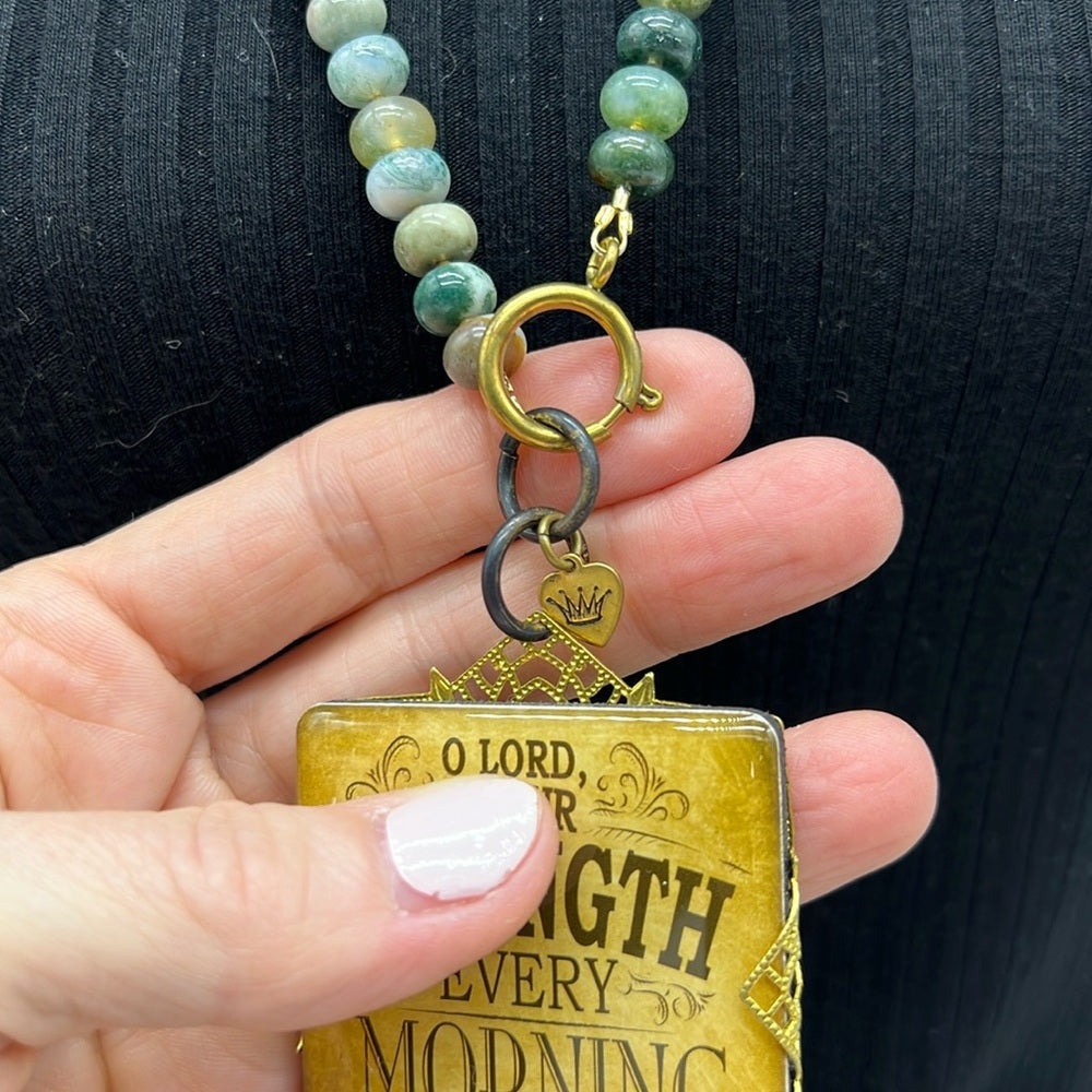 Adorned Crown Jewelry assemblage gemstone bead Lord Be our strength necklace