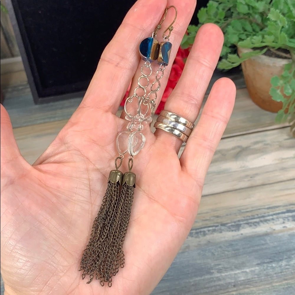 Adorned Crown shoulder duster crystal chain earrings