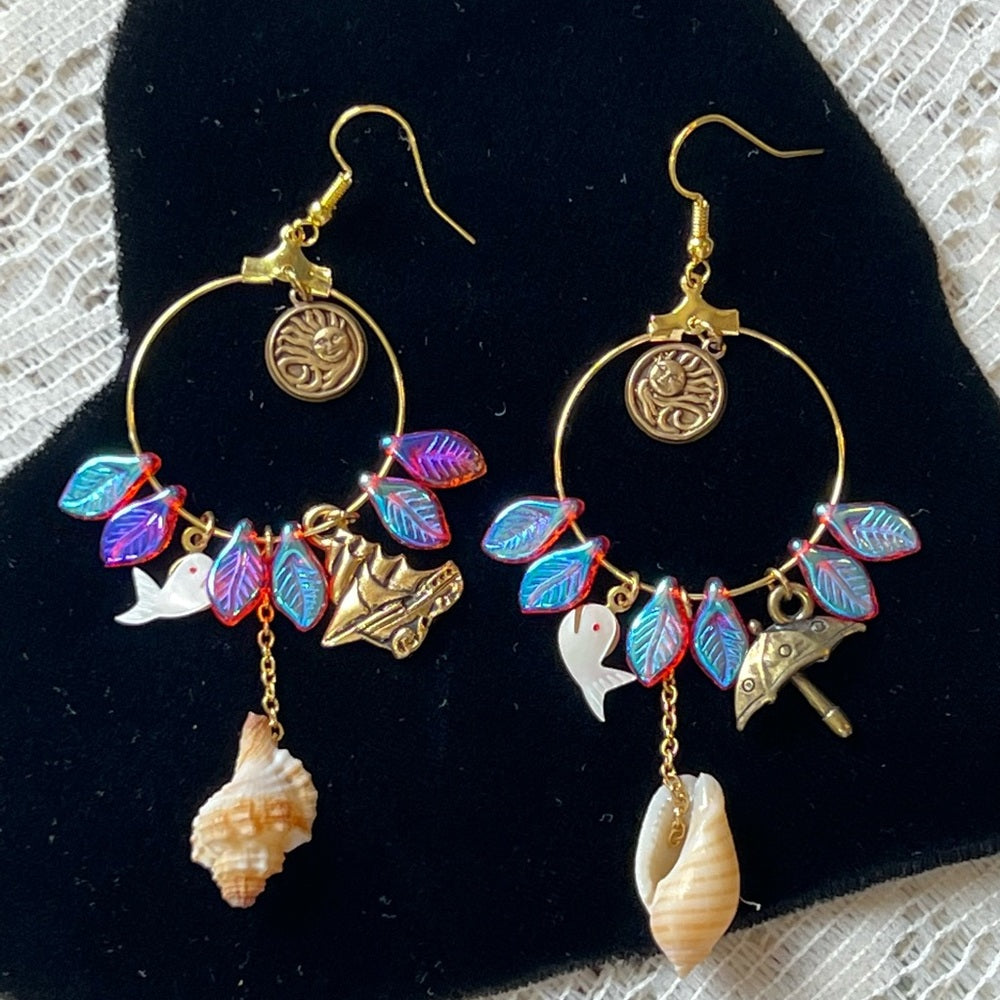 Adorned Crown Artisan Assemblage beaches & butterflies beach charm earrings