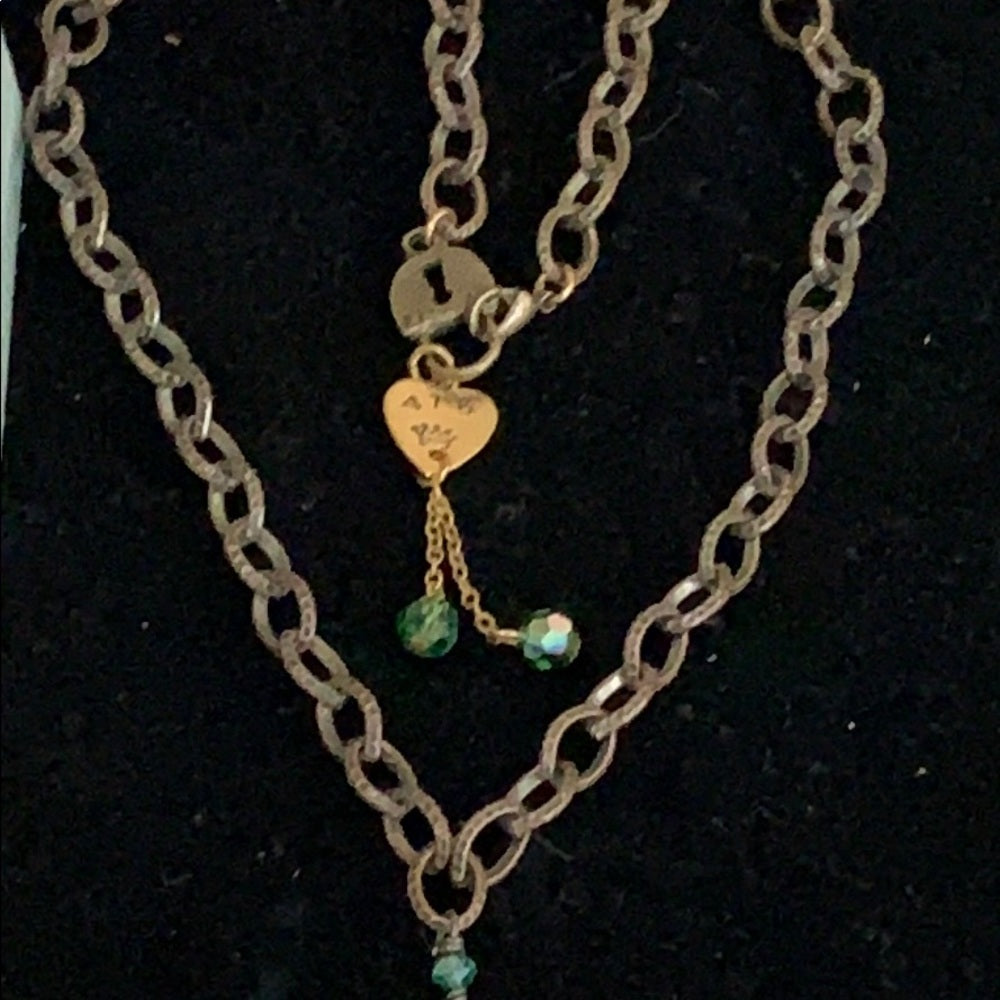Adorned Crown artisan assemblage pastel rhinestone charm fan necklace