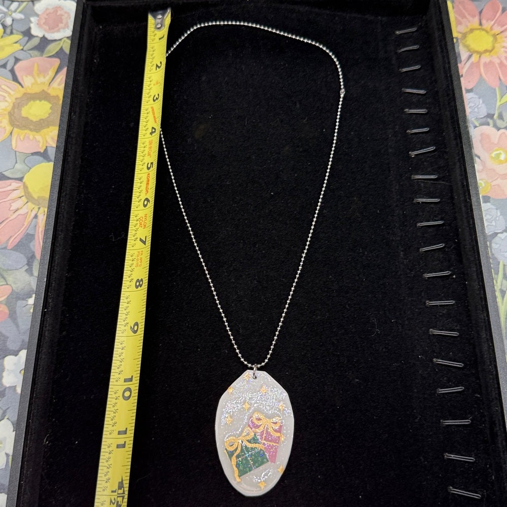 Adorned Crown Jewelry assemblage Christmas present flat spoon necklace