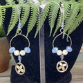 Adorned Crown assemblage blue bead pearl earrings