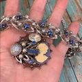 Adorned Crown Artisan assemblage “something blue” cluster rhinestone necklace