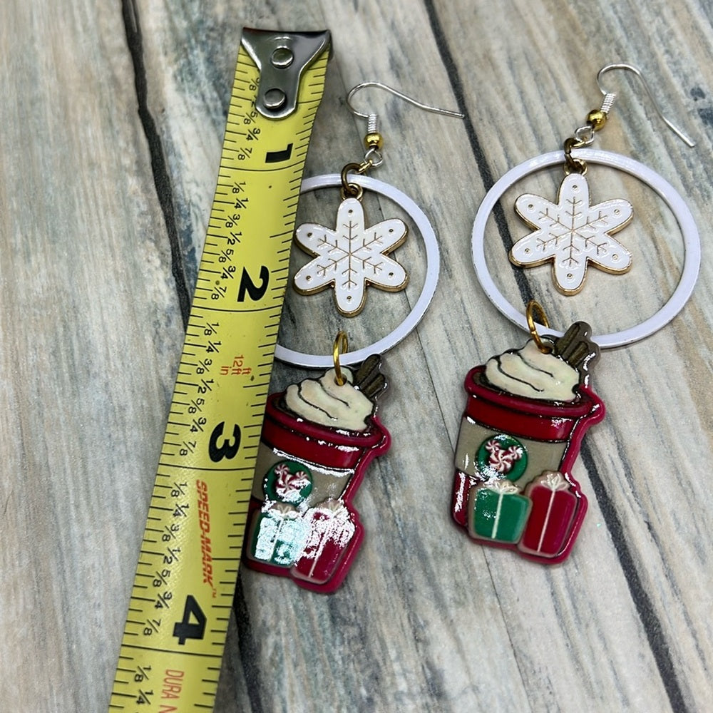 Adorned Crown Jewelry assemblage Christmas snowflake drink earrings