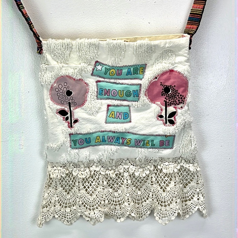 Adorned Crown Textile You are enough always will be crossbody bag boho