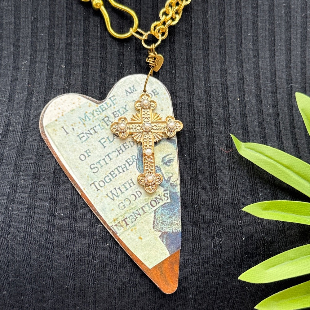 Adorned Crown Jewelry assemblage rusty heart good intentions stmnt necklace