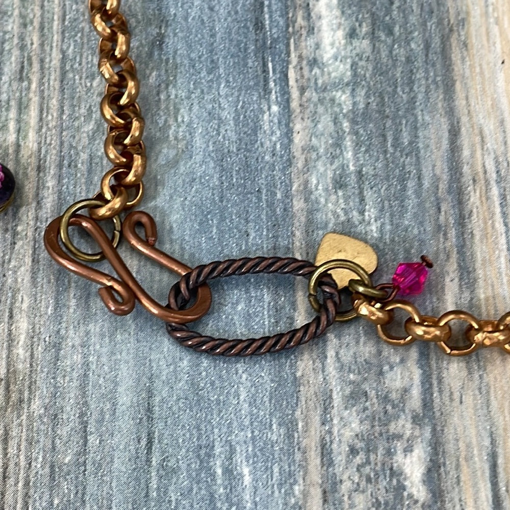 Adorned Crown Artisan assemblage heart cross charm necklace love is the key