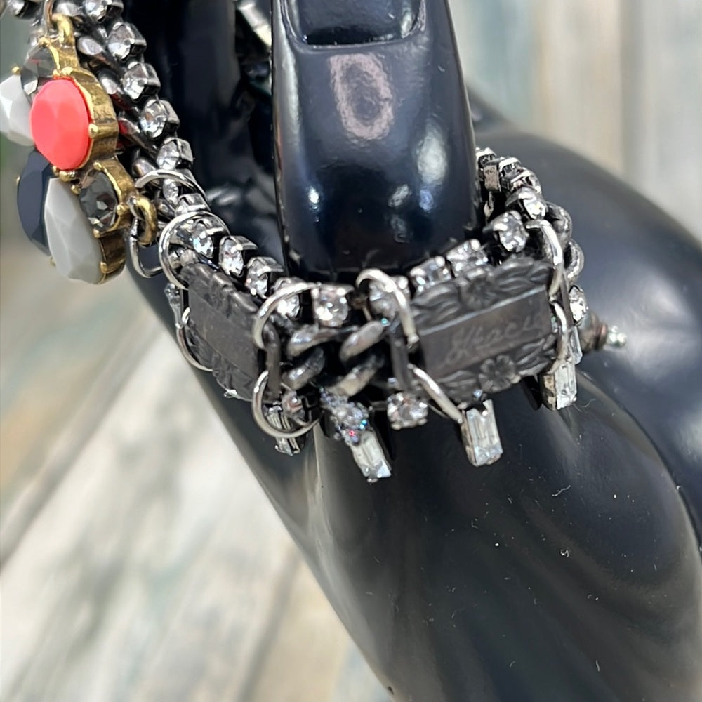 Adorned Crown Artisan Assemblage Victorian name link rhinestone bracelet