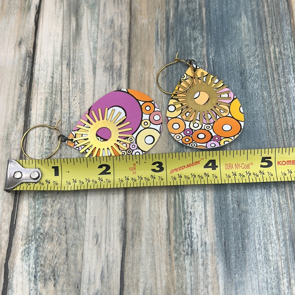 Adorned Crown Artisan faux leather 70s disco flower child earrings