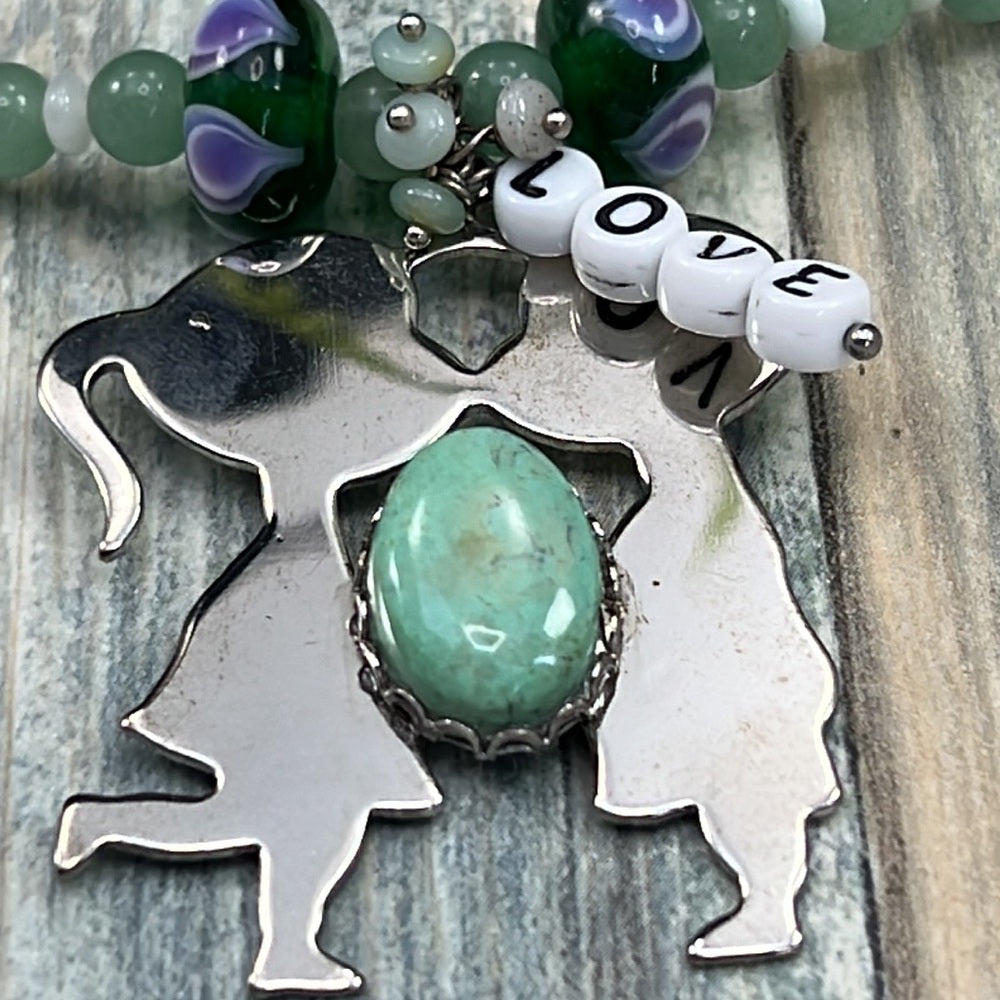 Adorned Crown Artisan Assemblage aventurine jasper Love boy girl necklace