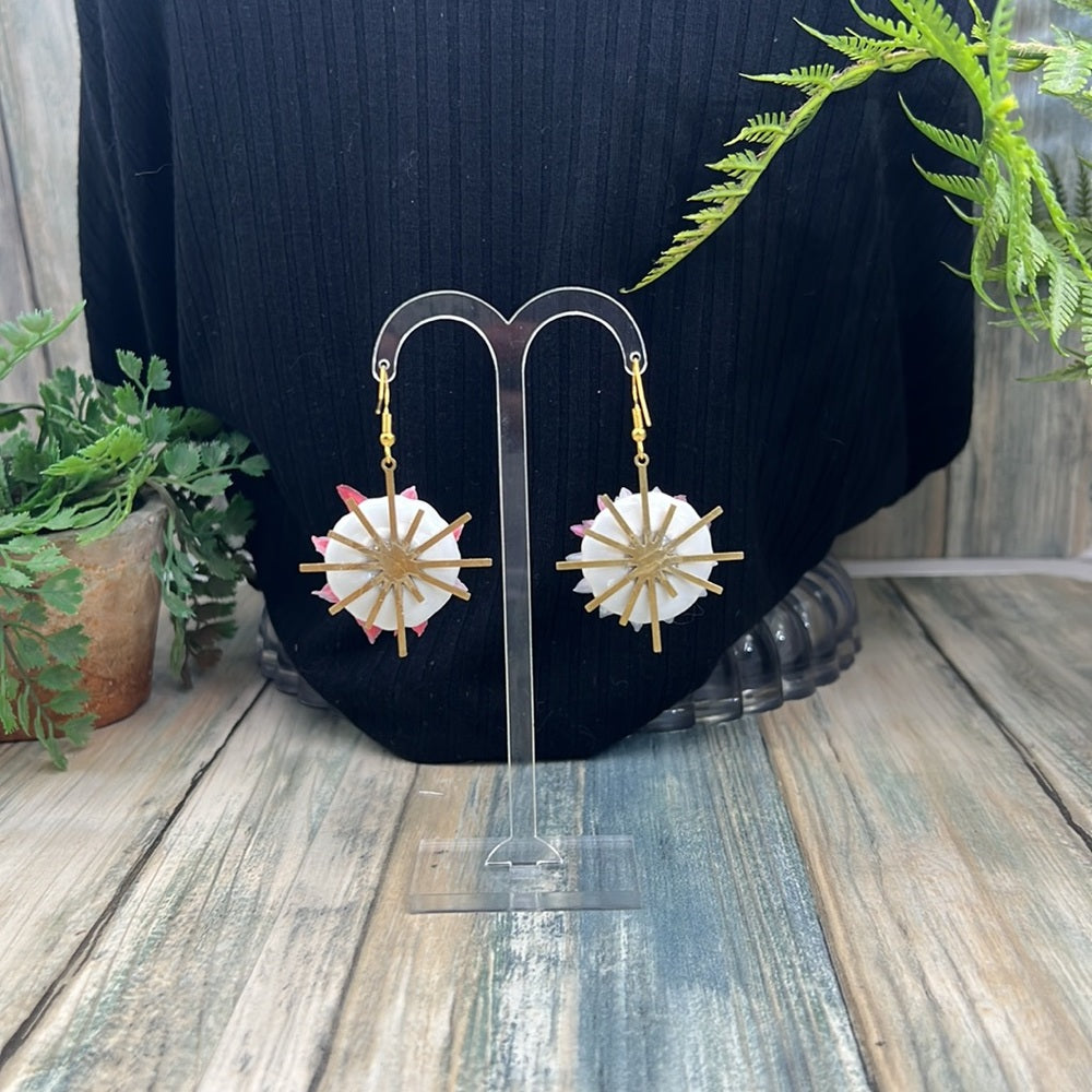 Adorned Crown Assemblage child’s play flower saucer starburst earrings
