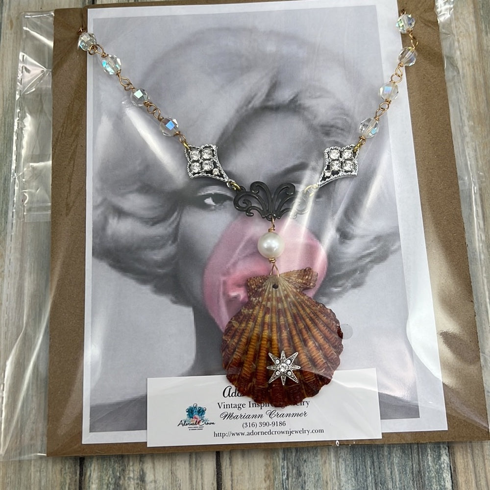 Adorned Crown Assemblage beaches & butterflies star shell crystal necklace