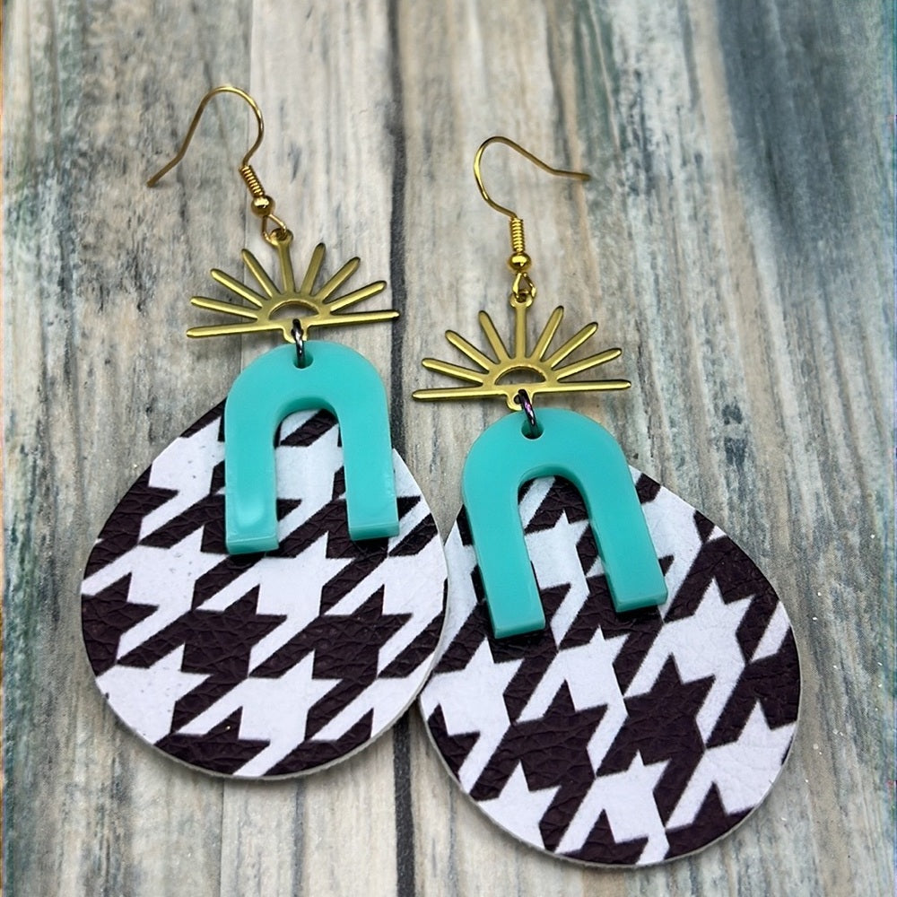 Adorned Crown Artisan Assemblage faux leather acrylic sunrise earrings
