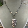 Adorned Crown artisan assemblage shell cut steel beaded minimal necklace