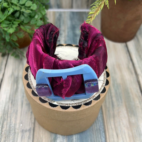 Adorned Crown Artisan Assemblage buckle dichroic silk sari wrap wide cuff