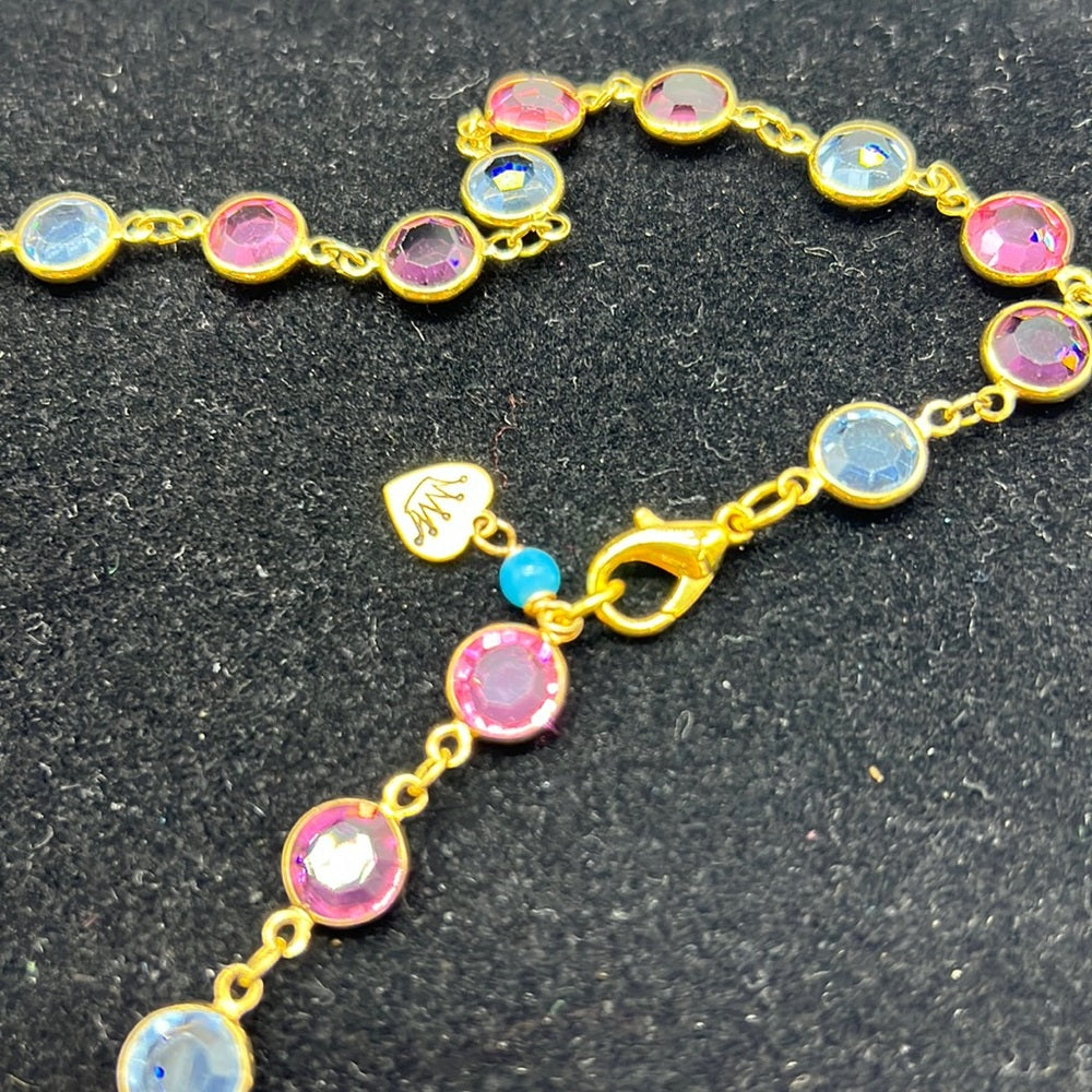Adorned Crown Jewelry rhinestone butterfly enamel bow pastel chain necklace