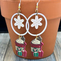 Adorned Crown Jewelry assemblage Christmas snowflake drink earrings