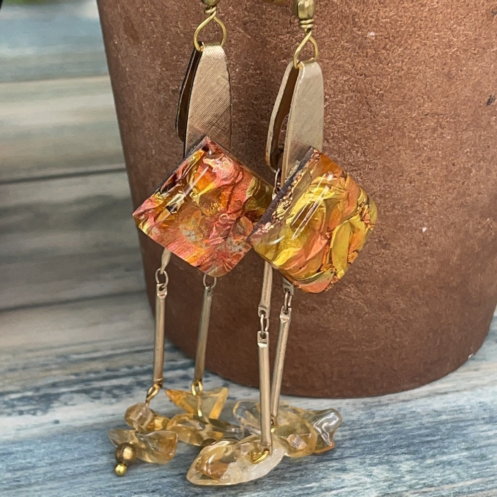 Adorned Crown artisan assemblage dad’s treasures earrings