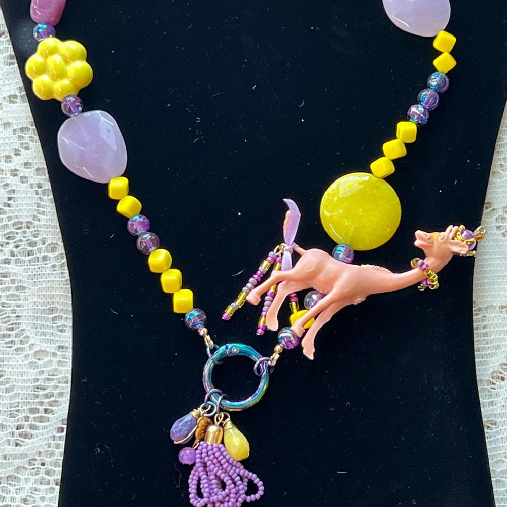 Adorned Crown Artisan Assemblage child’s play giraffe amethyst necklace