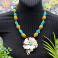 Adorned Crown Jewelry assemblage turquoise flower necklace
