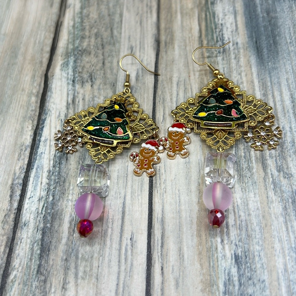 Adorned Crown Jewelry Christmas tree gingerbread snowflake earrings