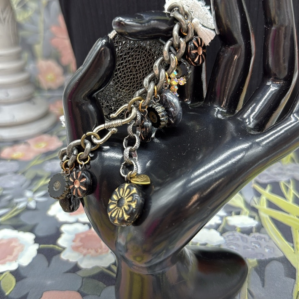 Adorned Crown Jewelry assemblage cameo marcasite charm bracelet be still know