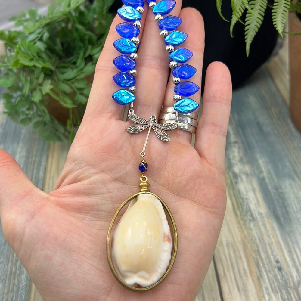 Adorned Crown Assemblage beaches & butterflies shell dragonfly necklace