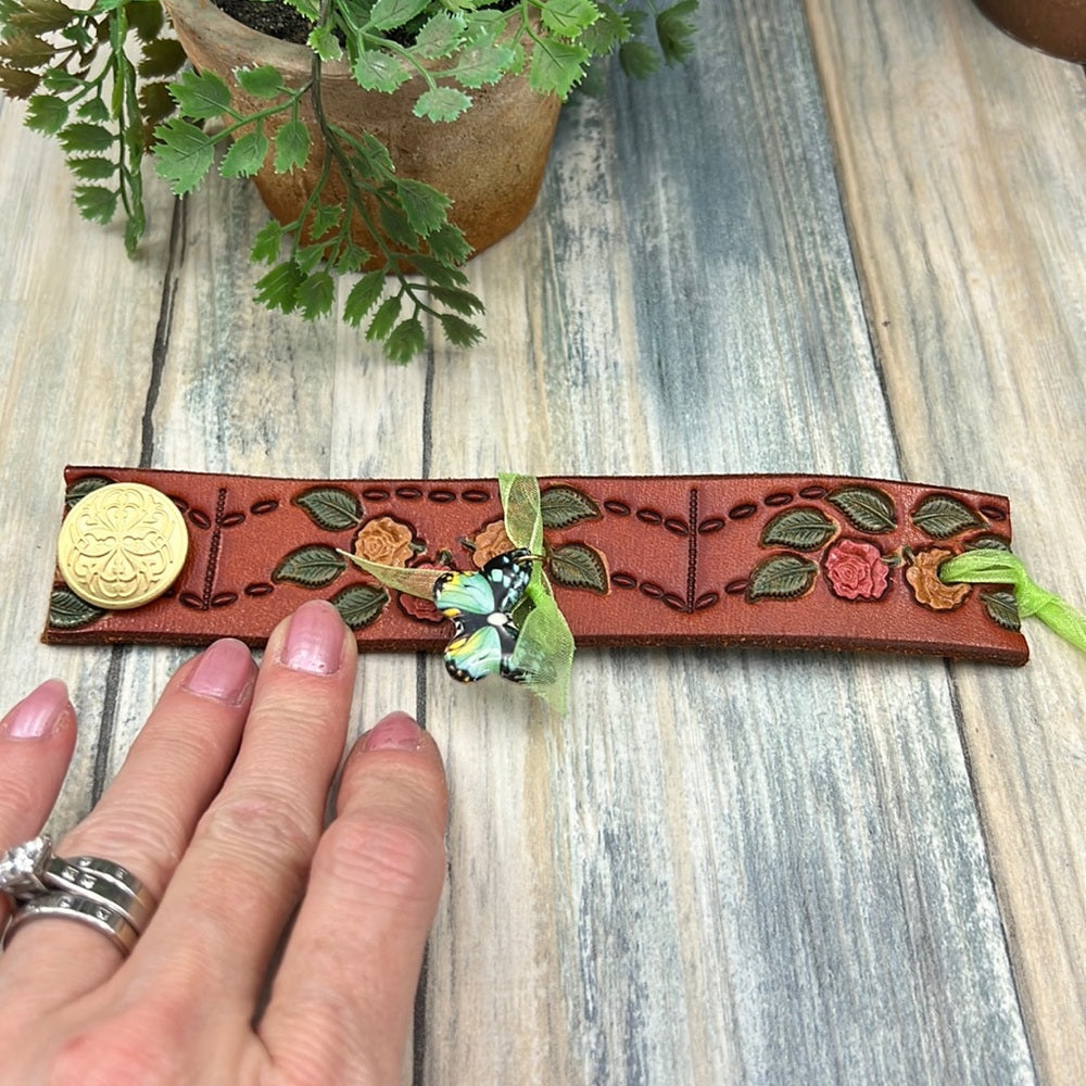 Adorned Crown cowgirl collection butterfly leather cuff bracelet