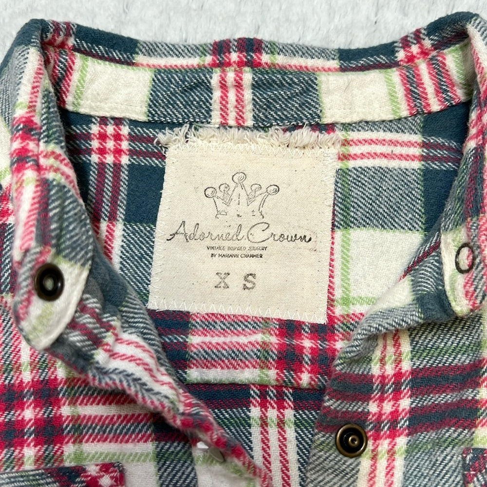 Adorned Crown Textiles altered flannel “Jesus is the reason…Season” size XS