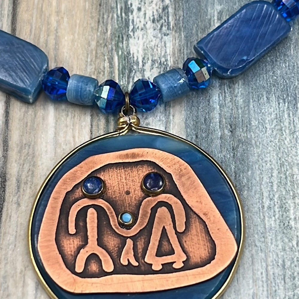 Adorned Crown Artisan assemblage agate copper family pendant jasper necklace
