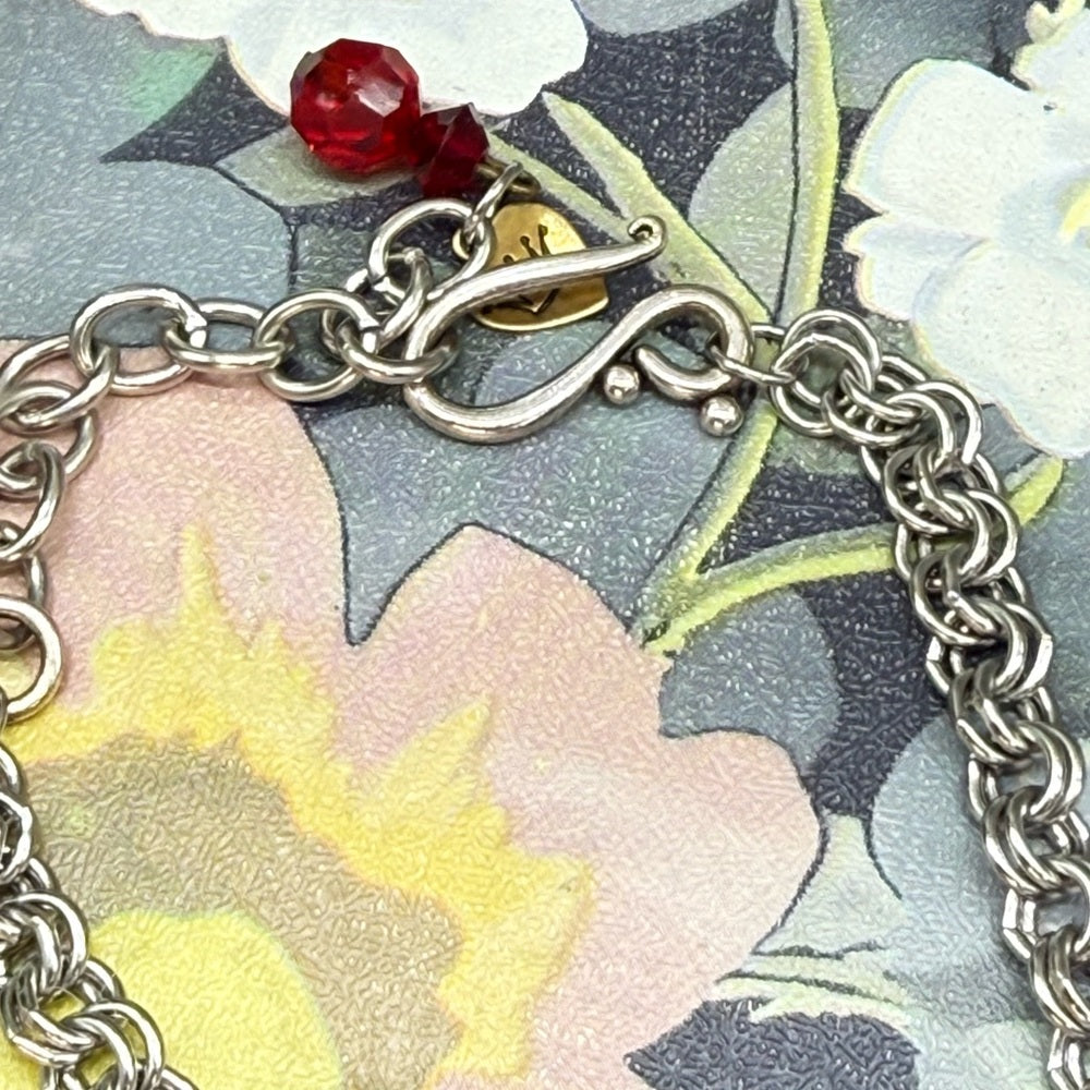 Adorned Crown Jewelry assemblage amethyst pearl red crystal pendant necklace