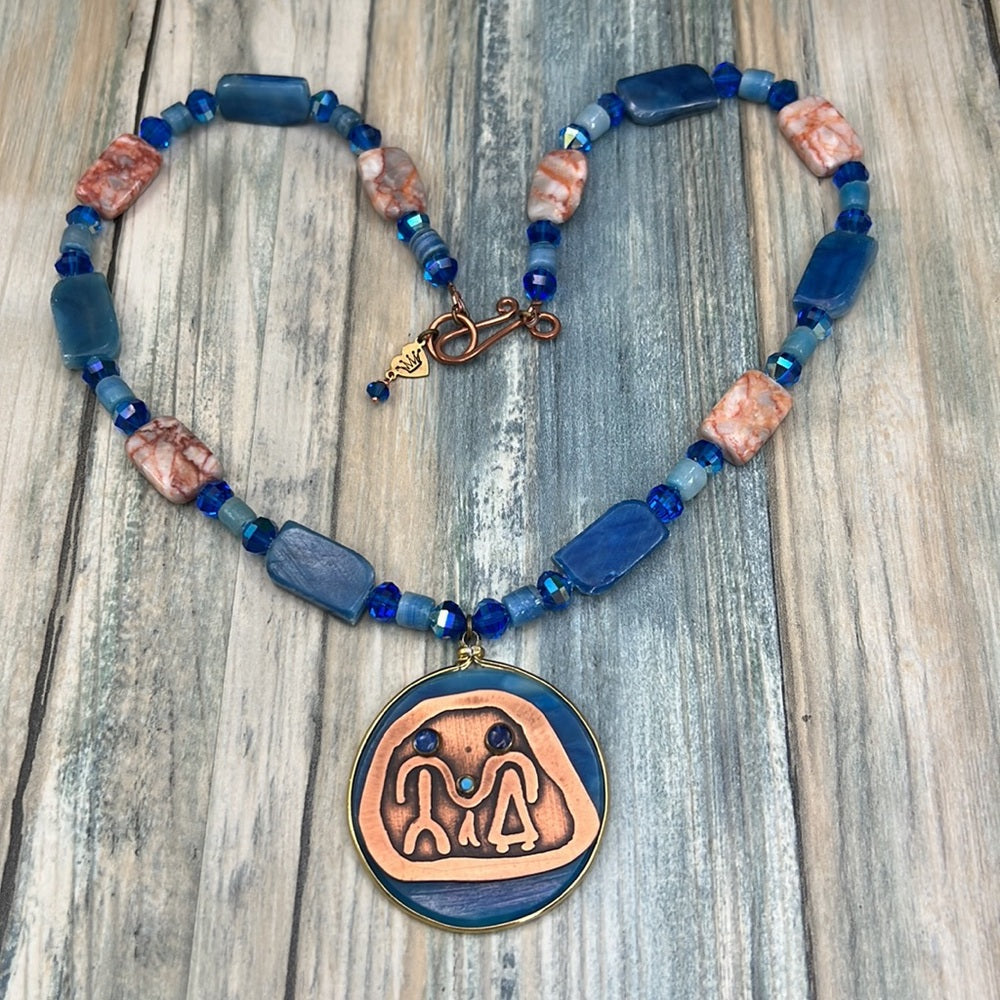 Adorned Crown Artisan assemblage agate copper family pendant jasper necklace